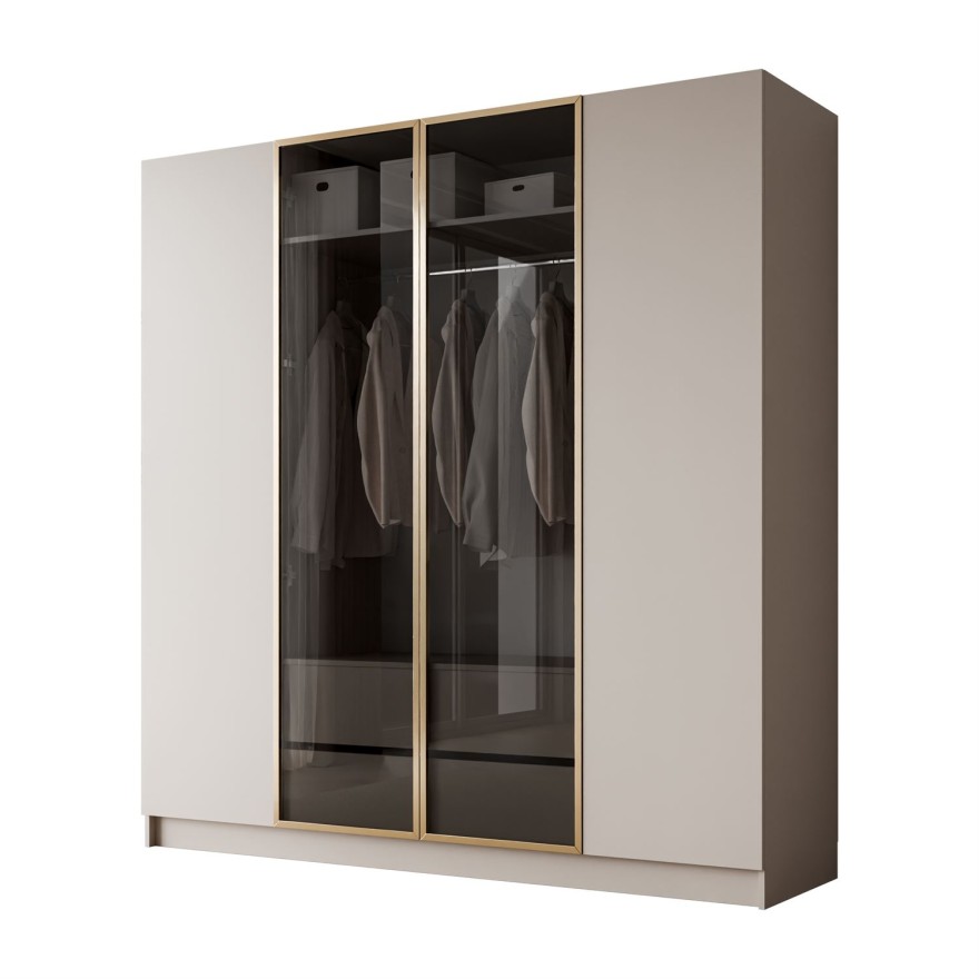 Viertüriger Kleiderschrank ATRIUM III mit Glasfront