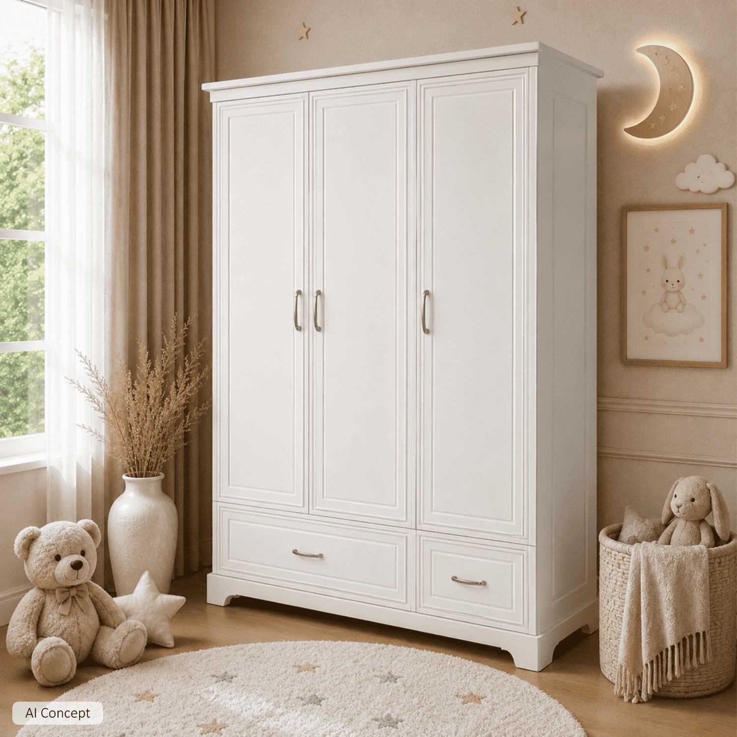 Dreitüriger Kleiderschrank TWINKLE für das Kinderzimmer