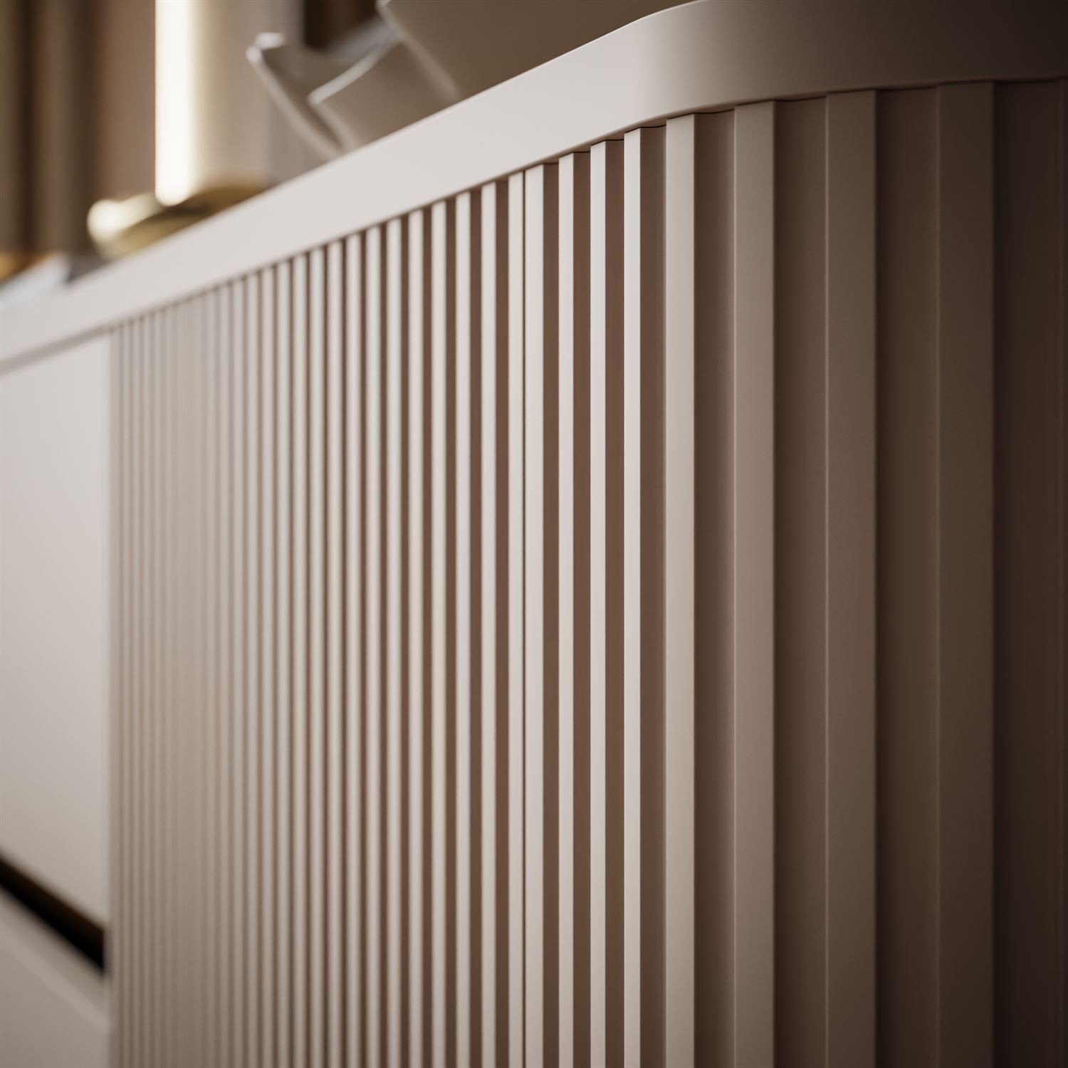 Kommode MIRAGE GOLD 2D3S mit geriffelten Seitenwänden und goldenen Details