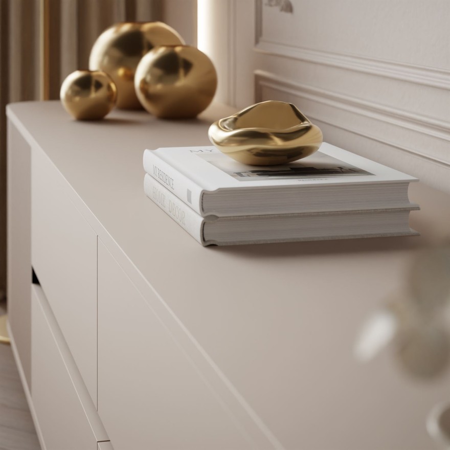 Kommode MIRAGE GOLD 2D3S mit geriffelten Seitenwänden und goldenen Details