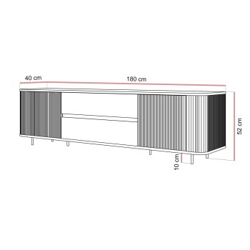 TV-Schrank MIRAGE GOLD, 180 cm, mit geriffelten Fronten
