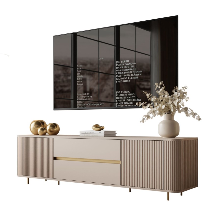 TV-Schrank MIRAGE GOLD, 180 cm, mit geriffelten Fronten
