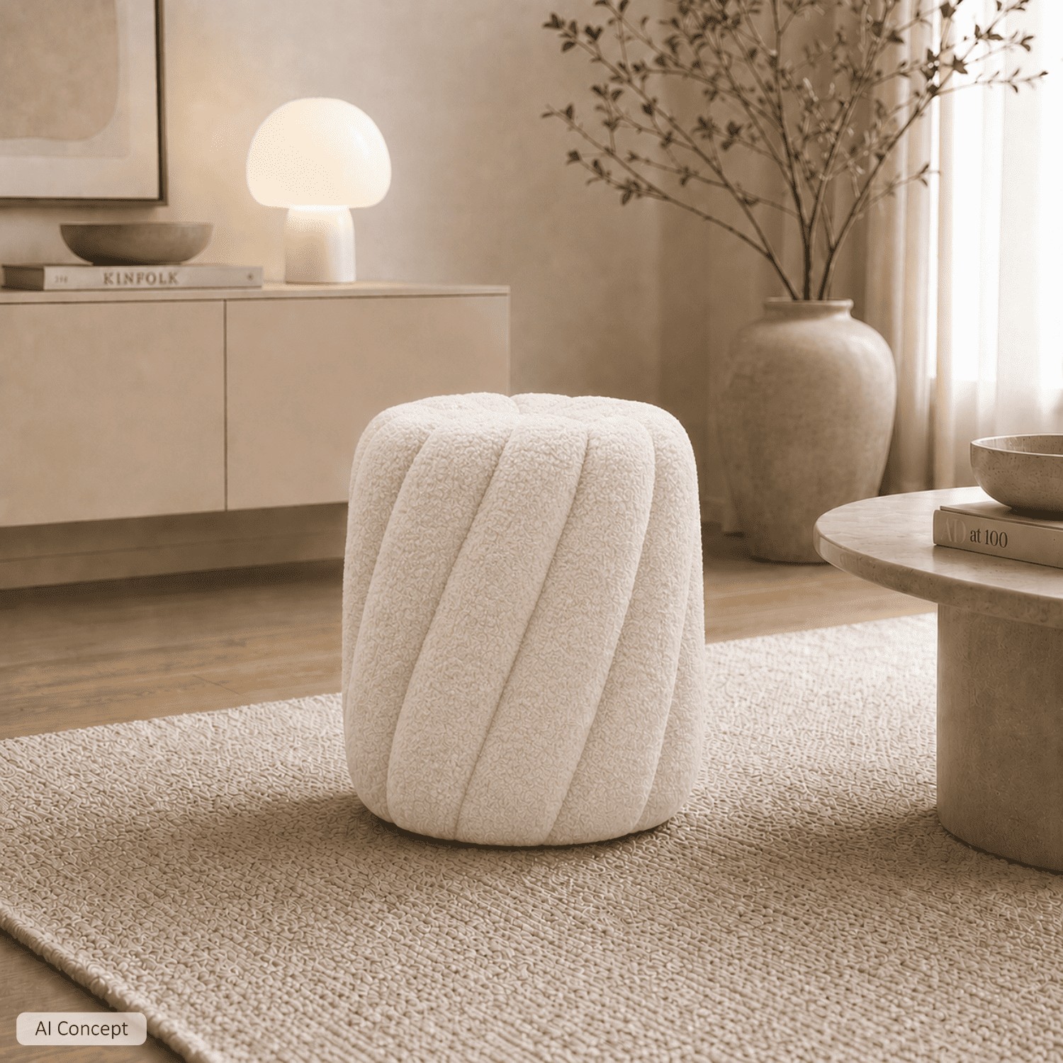 Hocker VELORA mit Ziernähten
