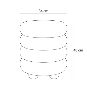 Der Sitzhocker NOLLIE aus Bouclé-Stoff mit dekorativer, segmentierter Form