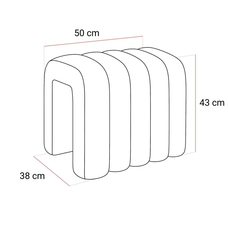 Hocker RIBA Bouclé mit dekorativer Form
