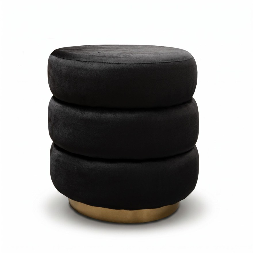 Hocker LUCIA Glamour mit goldenem Sockel
