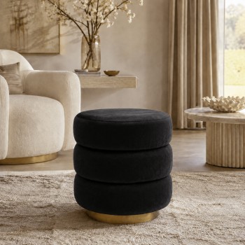 Hocker LUCIA Glamour mit goldenem Sockel