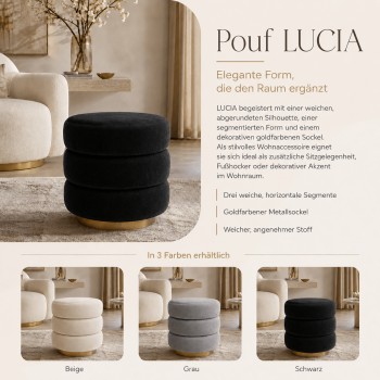 Hocker LUCIA Glamour mit goldenem Sockel