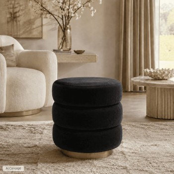 Hocker LUCIA Glamour mit goldenem Sockel