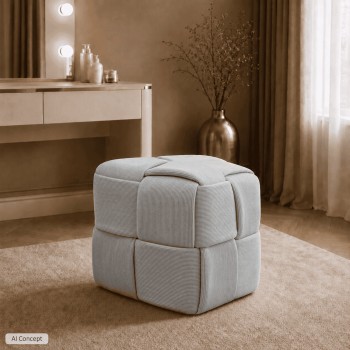Der Sitzhocker CUBETTO aus Cord mit geflochtener Form
