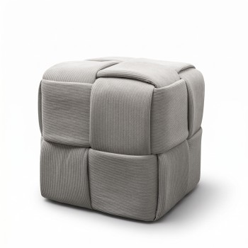 Der Sitzhocker CUBETTO aus Cord mit geflochtener Form