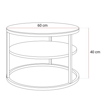 Runder Couchtisch CIRI SLIM GLASS mit Ablage auf einem goldfarbenen, gebürsteten Gestell