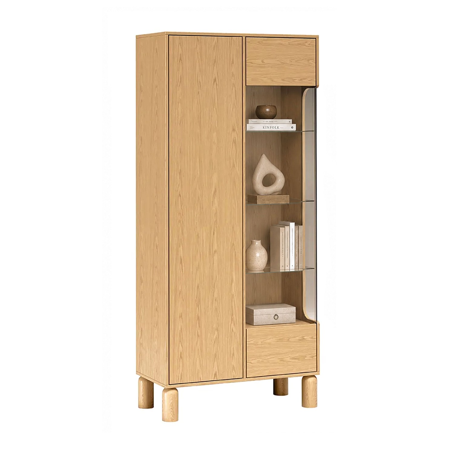 Vitrine LINDEN mit Glastür und LED-Beleuchtung