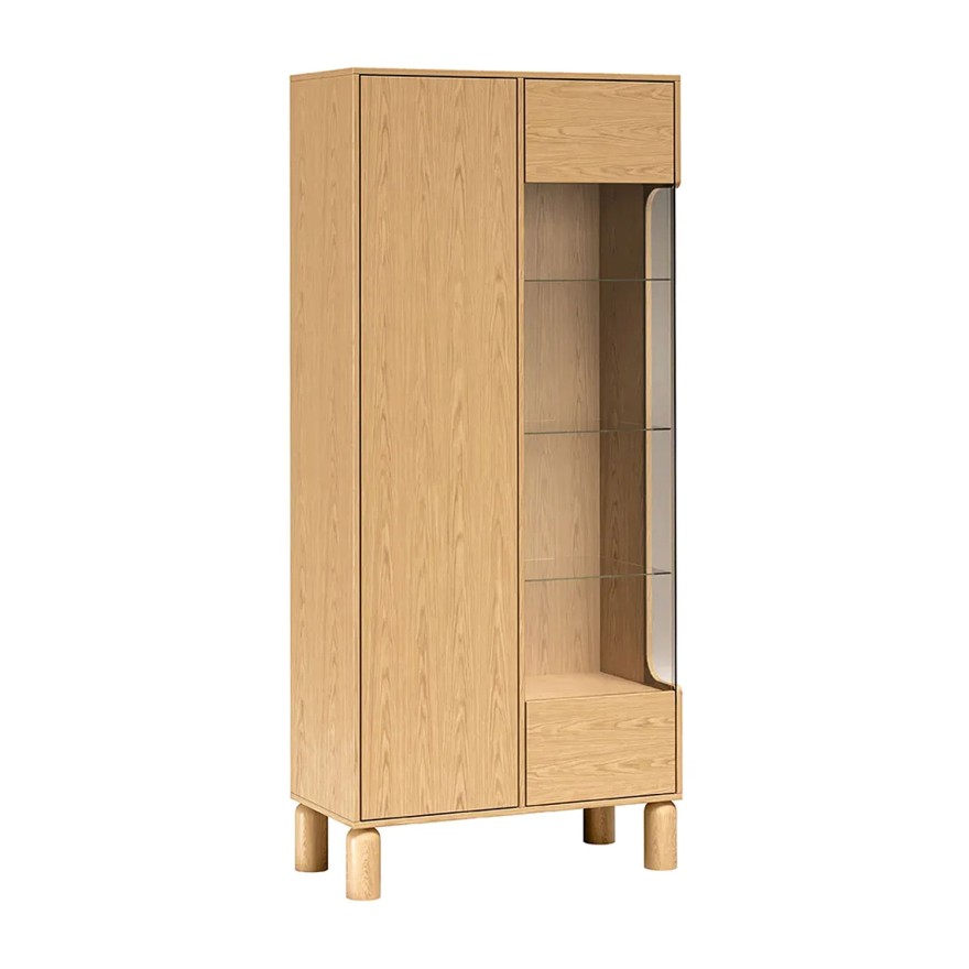 Vitrine LINDEN mit Glastür und LED-Beleuchtung