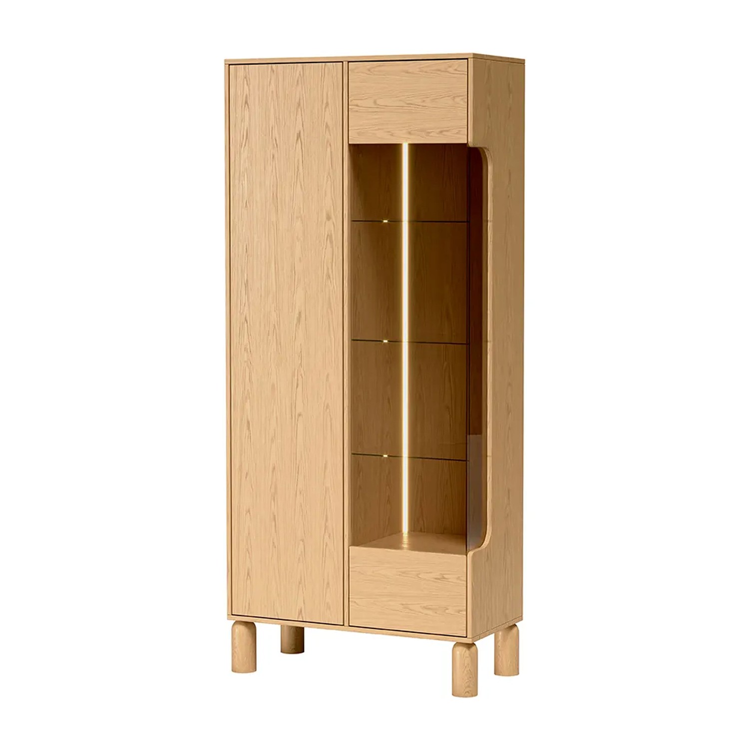 Vitrine LINDEN mit Glastür und LED-Beleuchtung