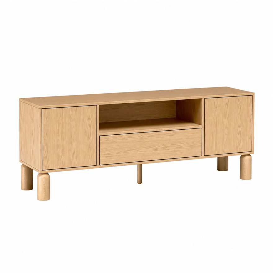 TV-Lowboard LINDEN mit offenem Fach und Schublade