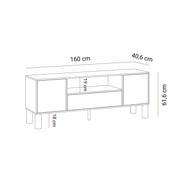 TV-Lowboard LINDEN mit offenem Fach und Schublade