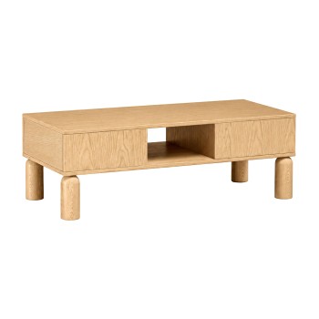 Couchtisch LINDEN mit offenen Fächern und Schublade