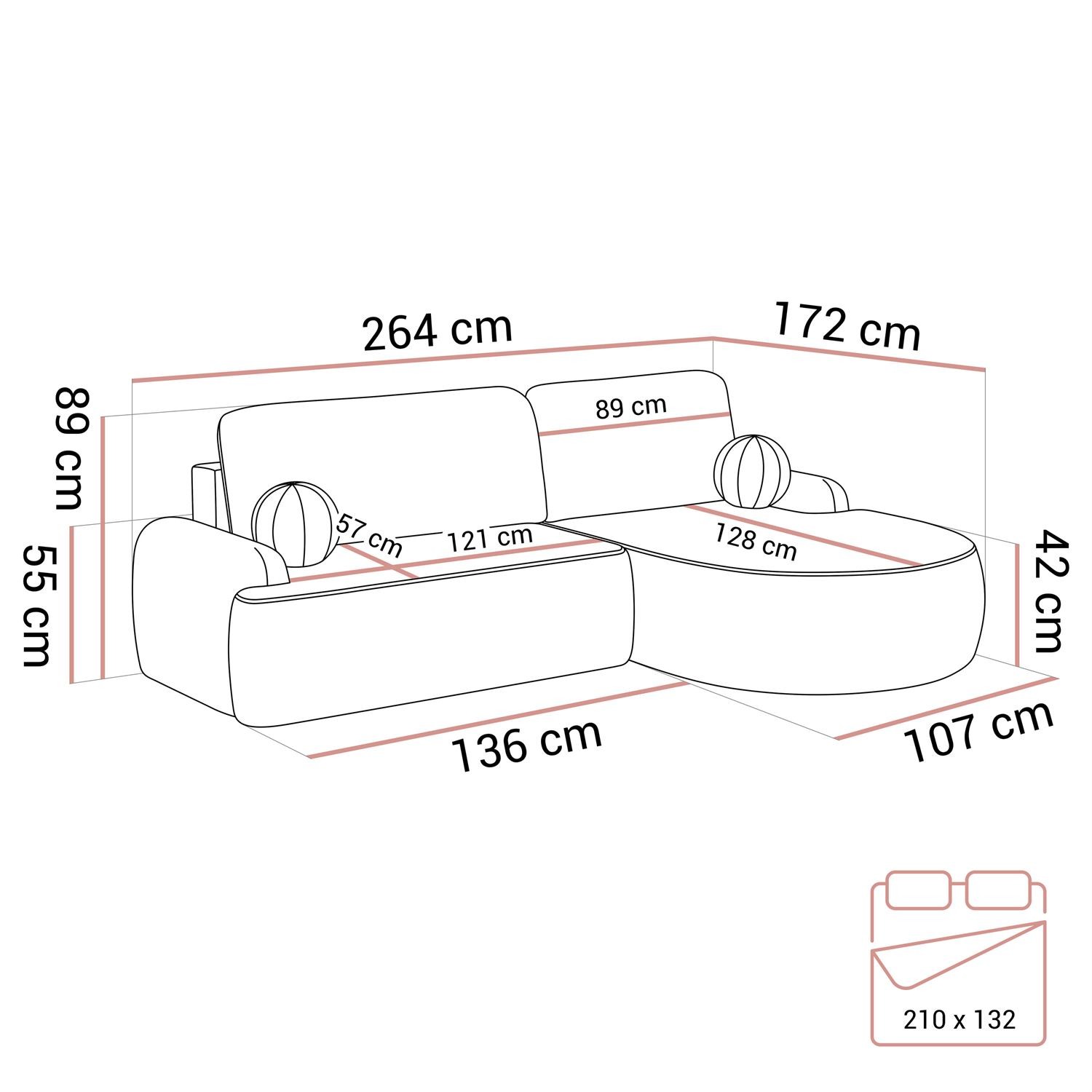Runder Ecksofa CLEO mit Schlaffunktion
