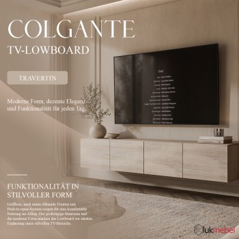 Hängendes TV-Lowboard COLGANTE TRAVERTIN 200 cm