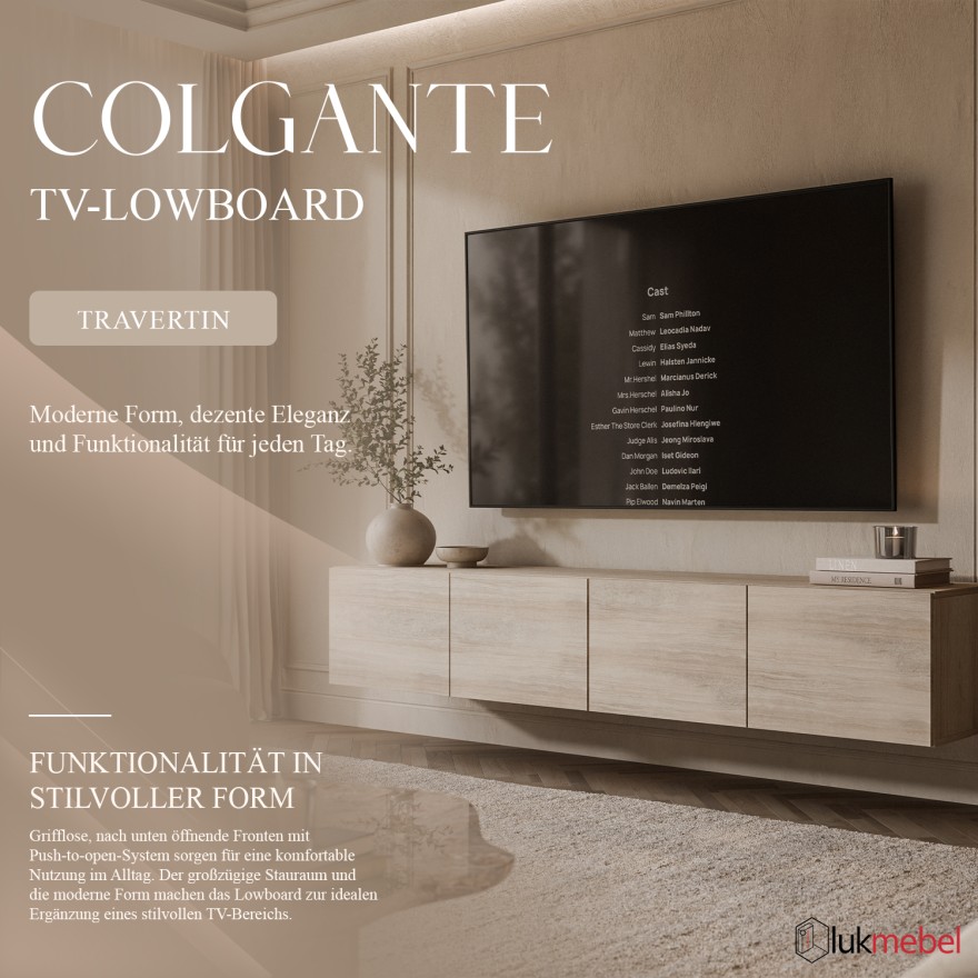 Hängendes TV-Lowboard COLGANTE TRAVERTIN 200 cm