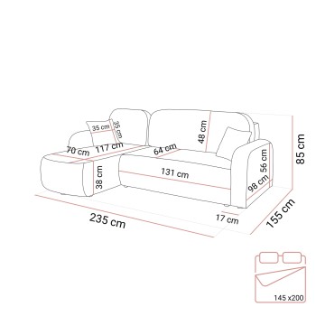 Ecksofa PALOMA L mit Schlaffunktion und Bettkasten