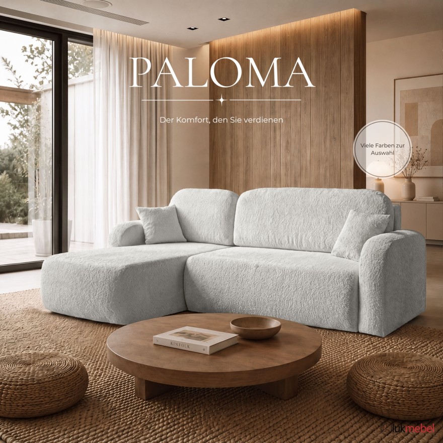 Ecksofa PALOMA L mit Schlaffunktion und Bettkasten