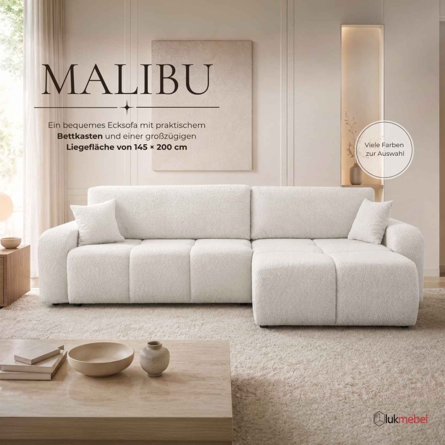 Ecksofa MALIBU XL mit Schlaffunktion und Bettkasten