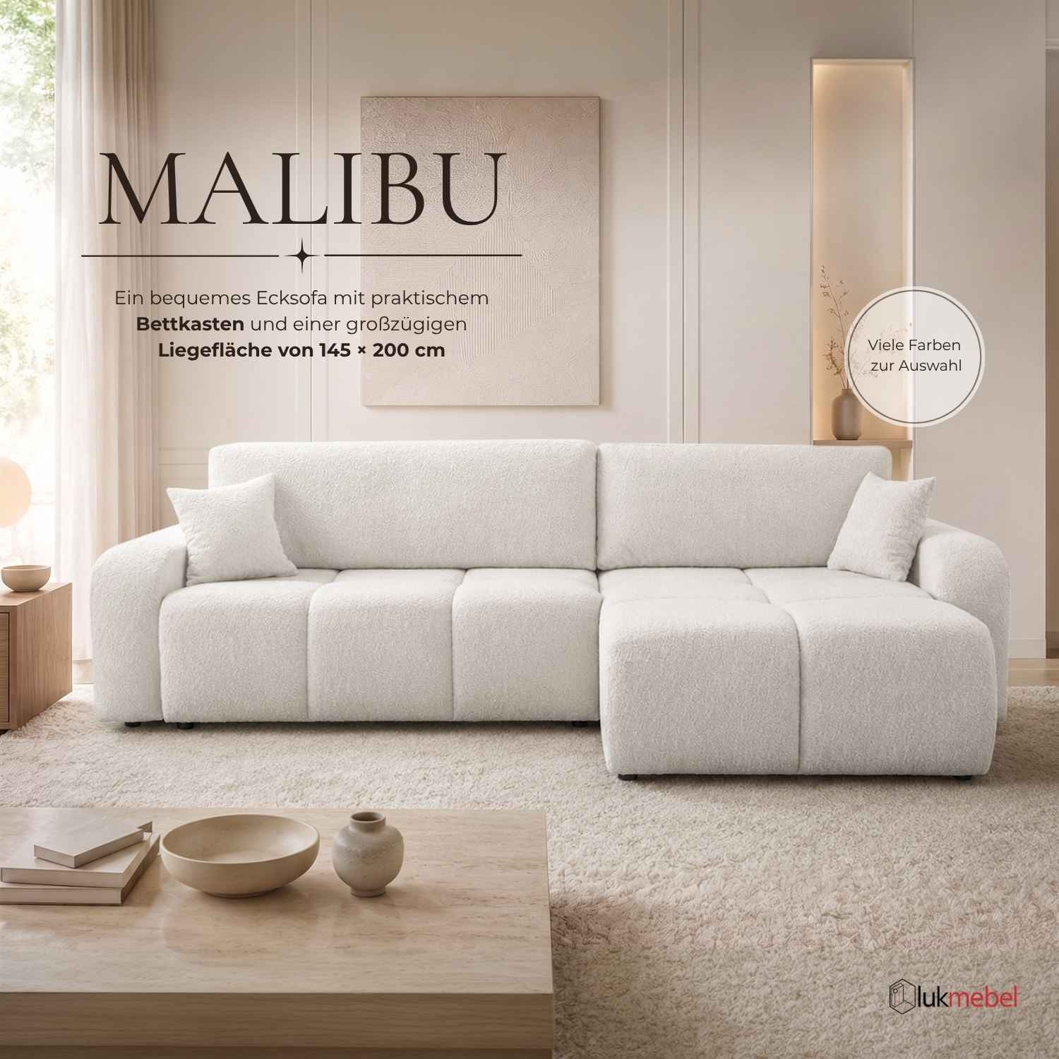 Ecksofa MALIBU XL mit Schlaffunktion und Bettkasten