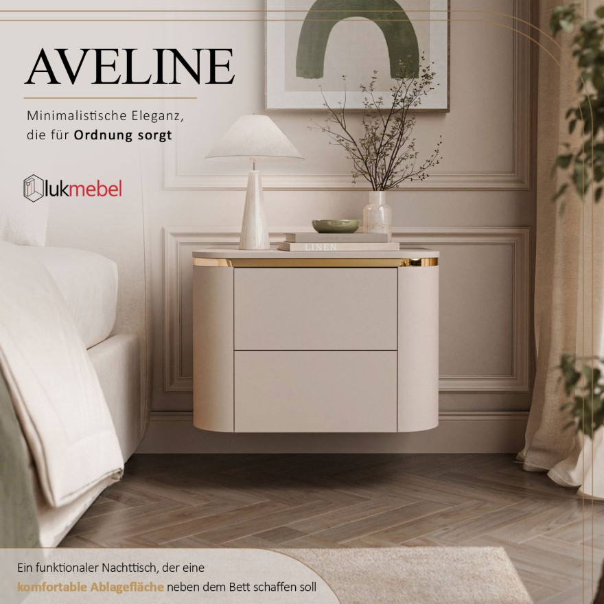 Hängender Nachttisch AVELINE mit goldene Leiste