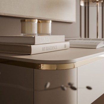 Konsole AVELINE mit goldener Leiste und Schubladen
