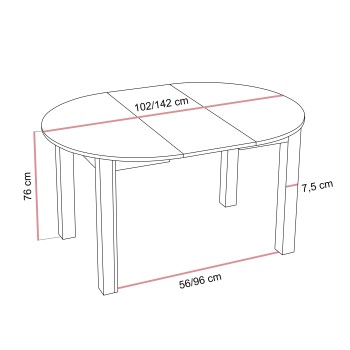 Runder ausziehbarer Esstisch NILO 102–142 cm