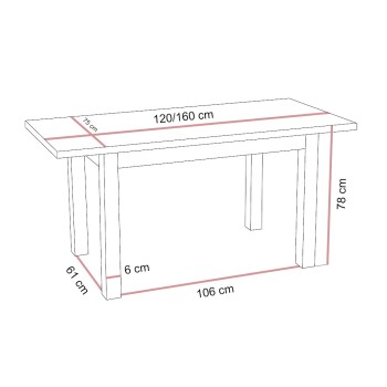 Ausziehbarer Esstisch TIVO 120–160 cm
