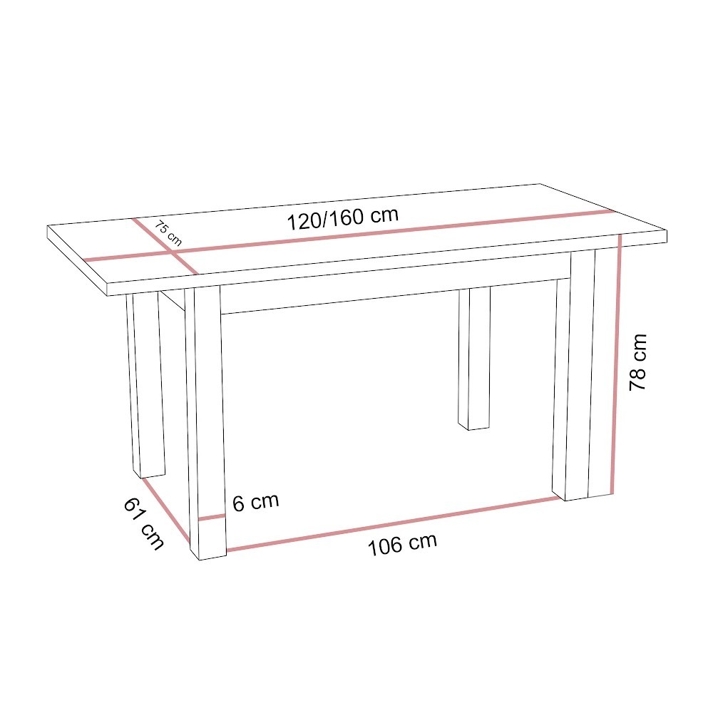 Ausziehbarer Esstisch TIVO 120–160 cm