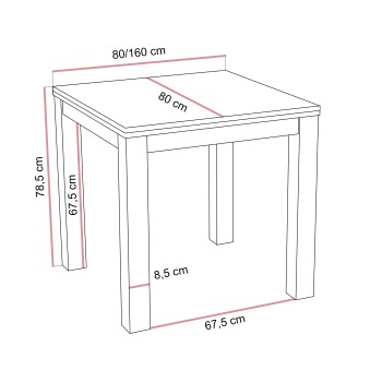 Ausziehbarer Esstisch VIGO 80–160 cm