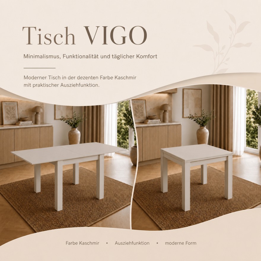 Ausziehbarer Esstisch VIGO 80–160 cm