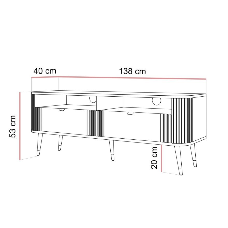 TV-Lowboard YVETTE KASCHMIR 138 cm mit zwei Schubladen