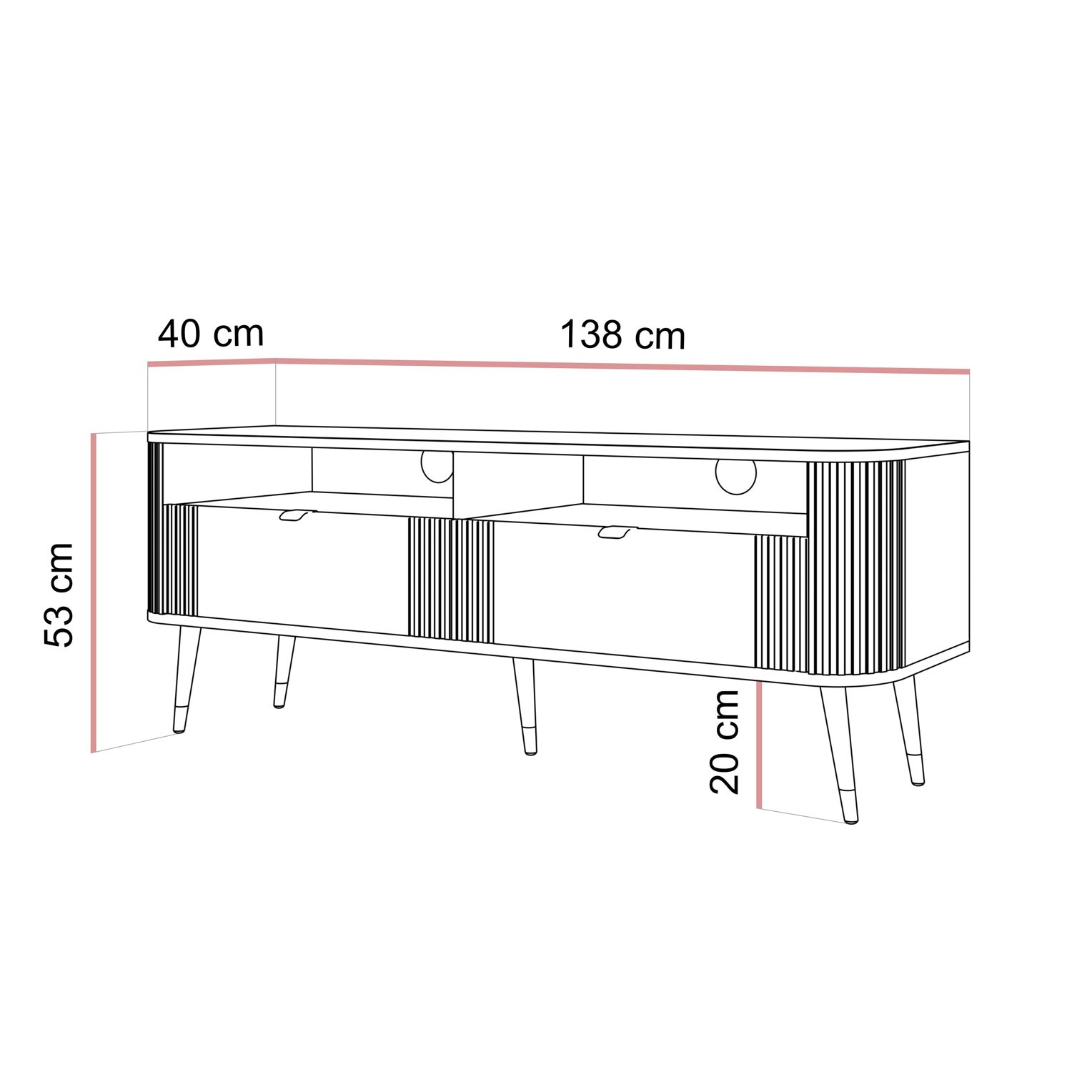 TV-Lowboard YVETTE KASCHMIR 138 cm mit zwei Schubladen