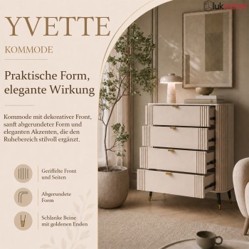 Kommode YVETTE KASCHMIR 4S mit vier Schubladen
