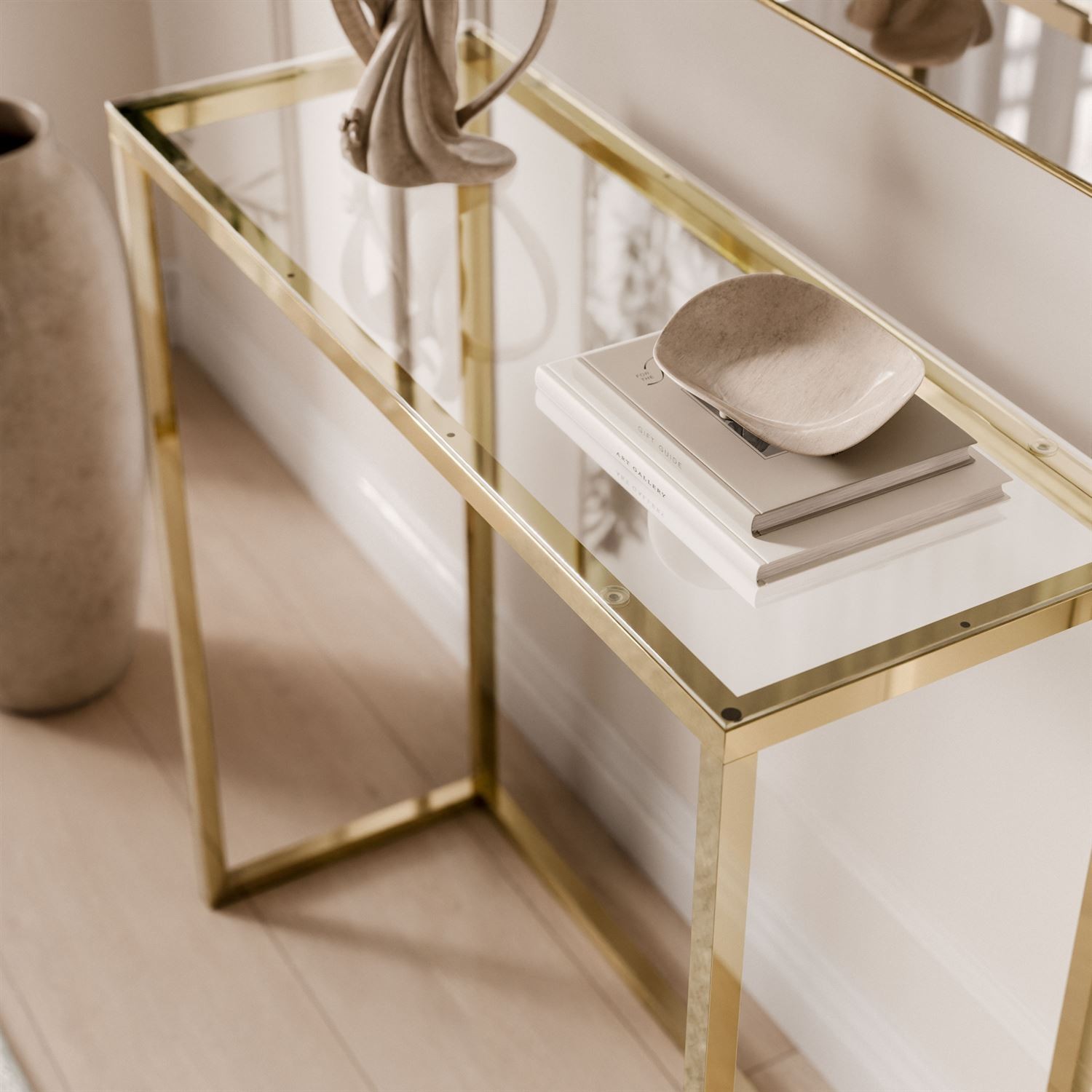 Konsole MODERN II GLASS GOLD CHROM 80/100 cm