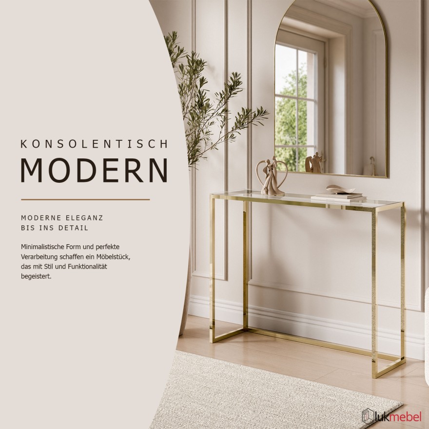 Konsole MODERN II GLASS GOLD CHROM 80/100 cm
