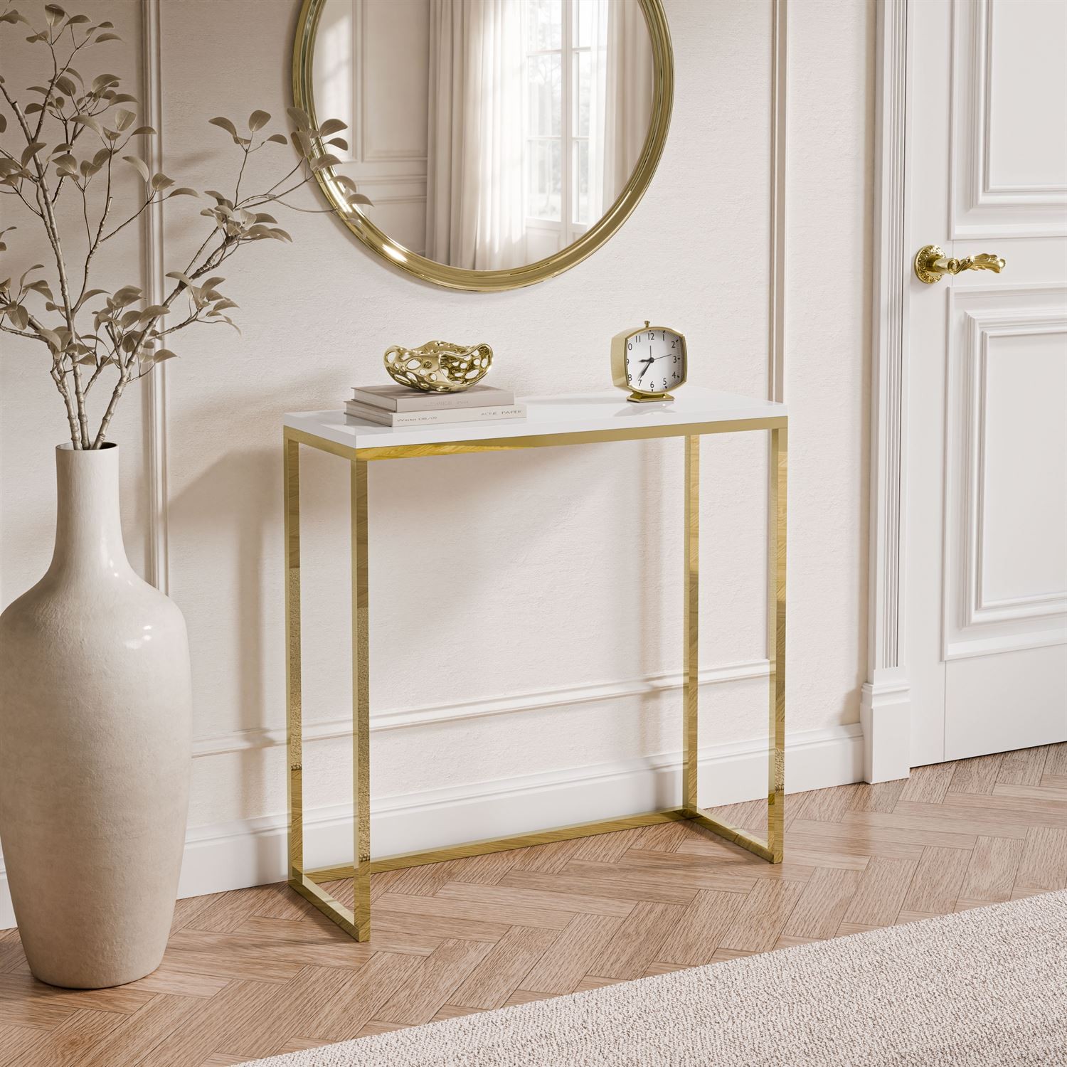 Konsole MODERN II, GOLD-CHROM, 80/100 cm, Hochglanz