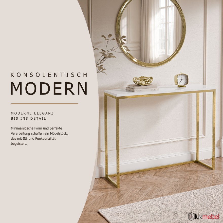 Konsole MODERN II, GOLD-CHROM, 80/100 cm, Hochglanz