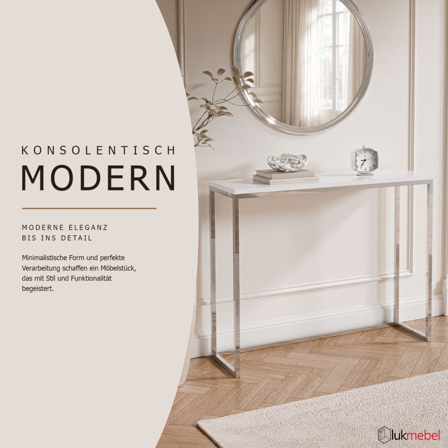 Konsole MODERN II CHROM 80/100 cm, Hochglanz