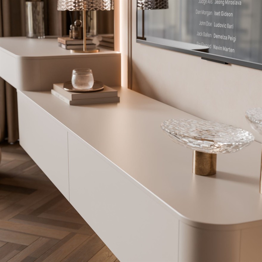 Hängendes TV-Möbel-Set SAGE KASCHMIR mit TV-Schrank und Konsole