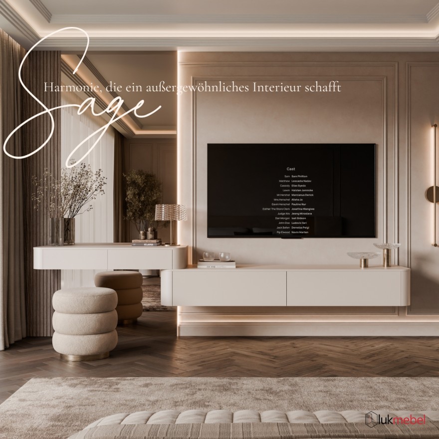 Hängendes TV-Möbel-Set SAGE KASCHMIR mit TV-Schrank und Konsole