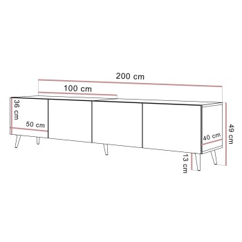 TV-Möbel COLGANTE TRAVERTIN 200 cm mit Beinen