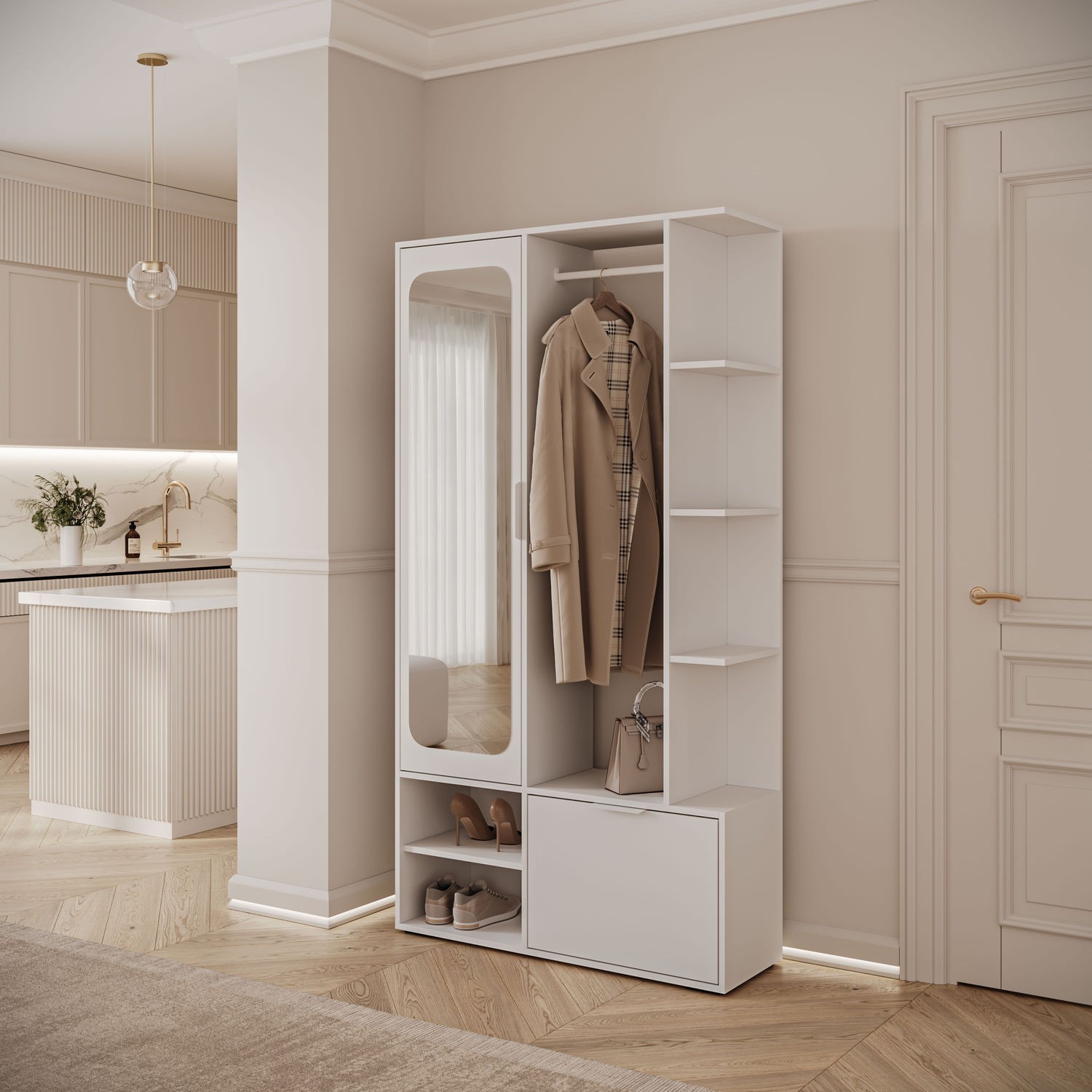Garderobe NOLA mit Spiegel und Schuhschrank