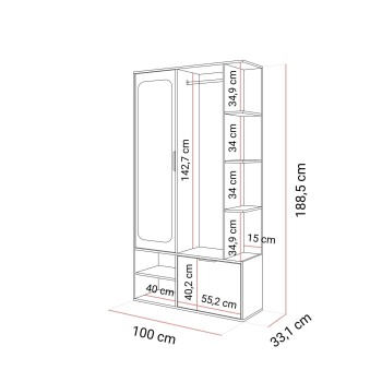 Garderobe NOLA mit Spiegel und Schuhschrank