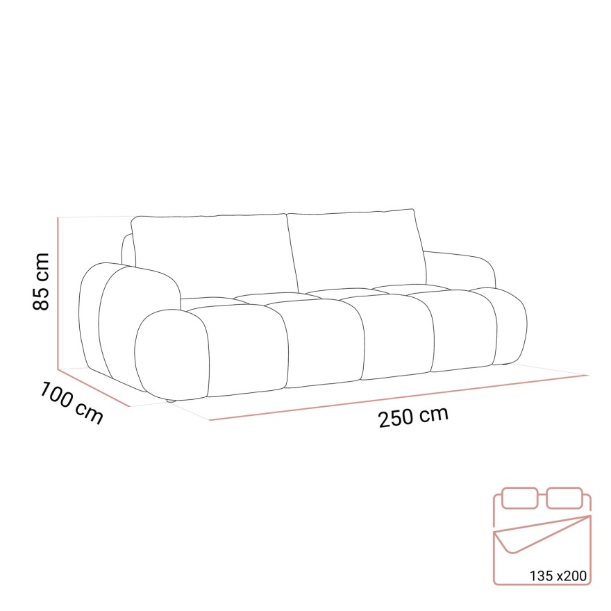 Sofa CORAL mit Schlaffunktion und Bettkasten